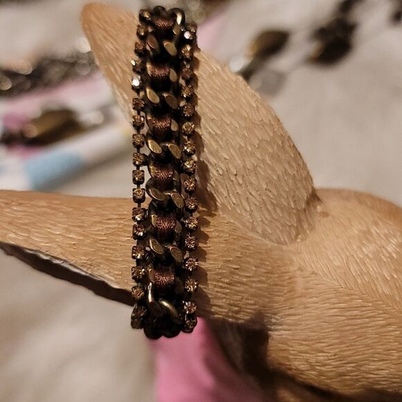 Brass Color Ribbon Bracelet   - Picture 1 of 4